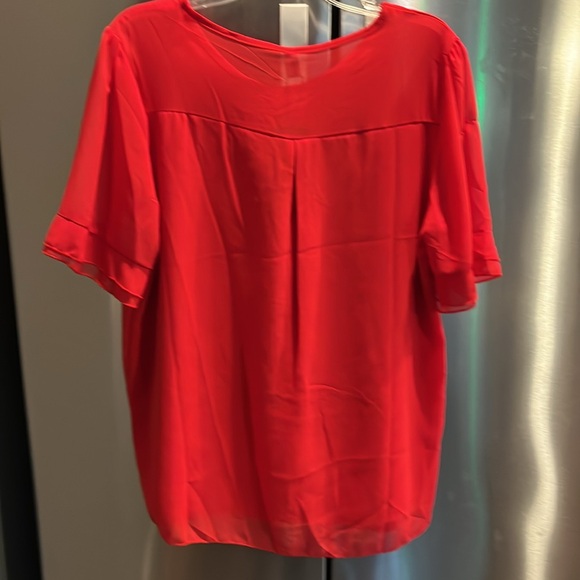 Coquette lolita RED chiffon SHEER blouse short flutter sleeves gem BOW TIE shirt - Picture 12 of 16